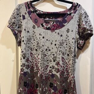 APRICOT BRAND FROM THE UK…SHADES OF GRAY AND PURPLE HUES FLORAL DESIGN DRESS